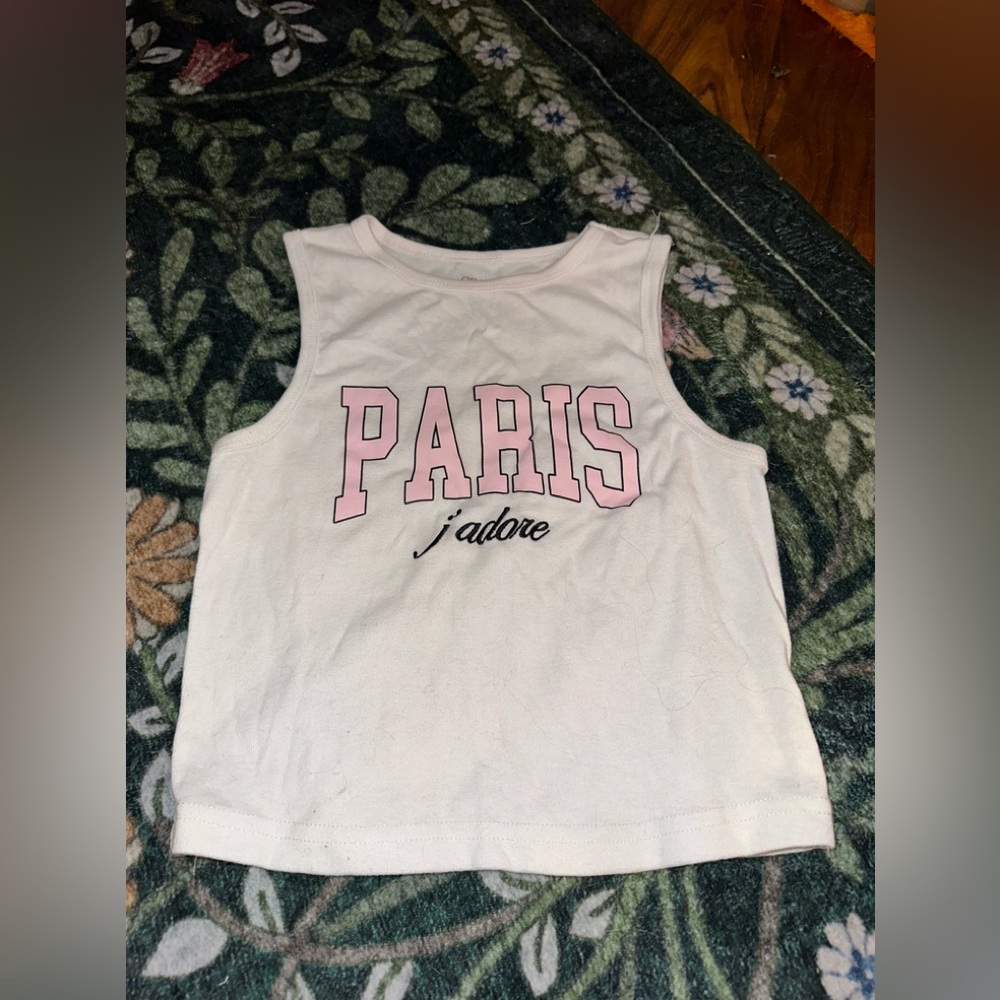 Chic White and Pink Paris Tank Top